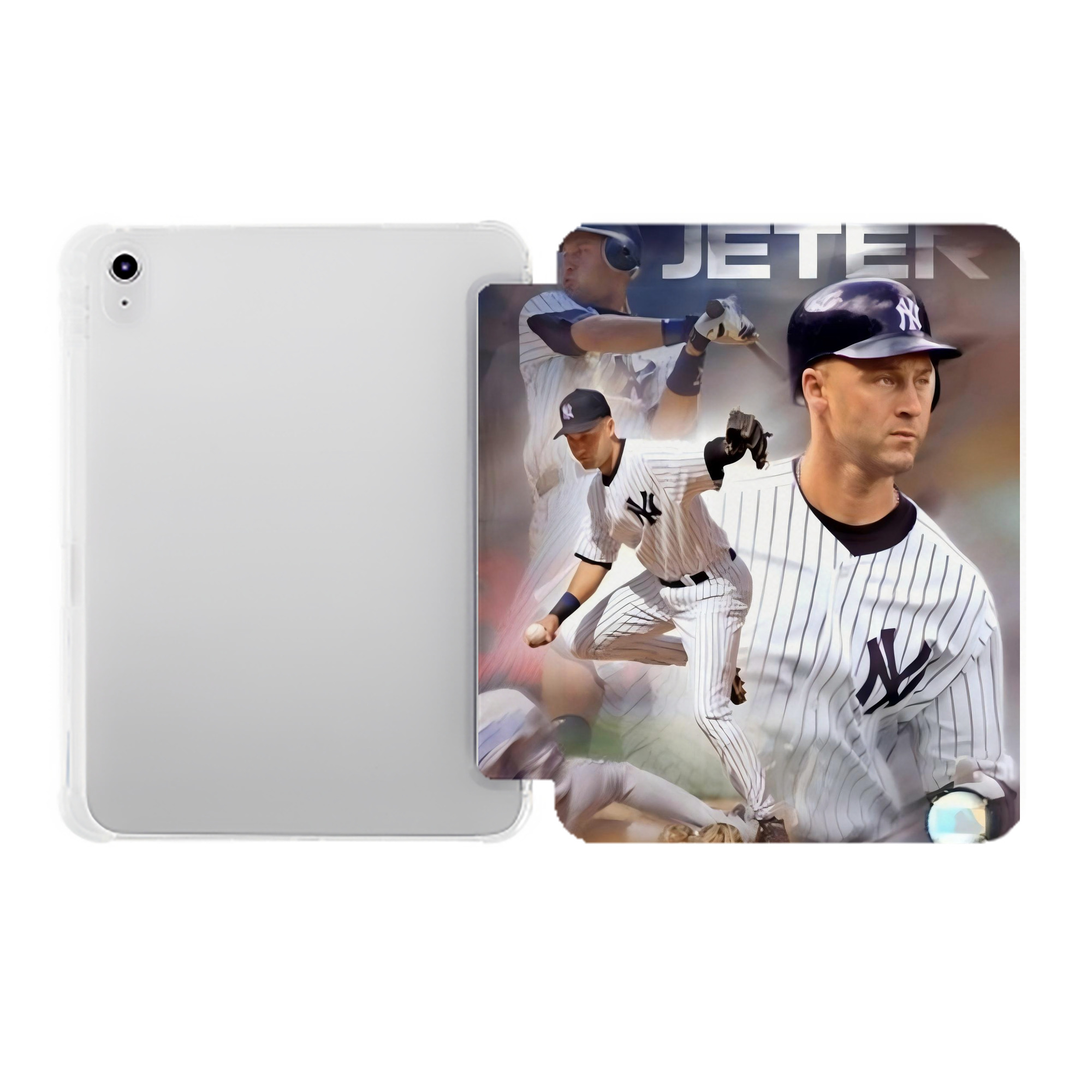 Derek Jeter 60 Premium Tri-Fold PU Leather & Silicone IPad Case With Pencil Slot – Fits 9.5,10.5,10.9 – Adjustable Stand, Slim, Protective